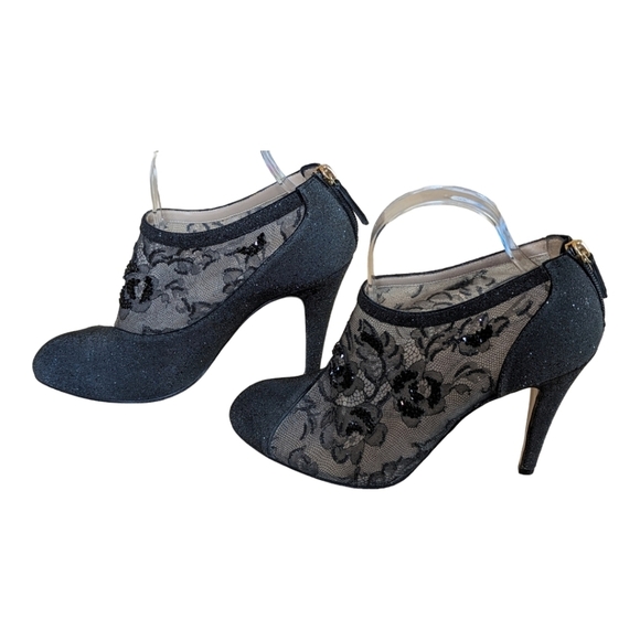 EUC Valentino Garavani Women's Black Lace Heeled Crystal Shoes Size 10 US 40 EU - Picture 5 of 13